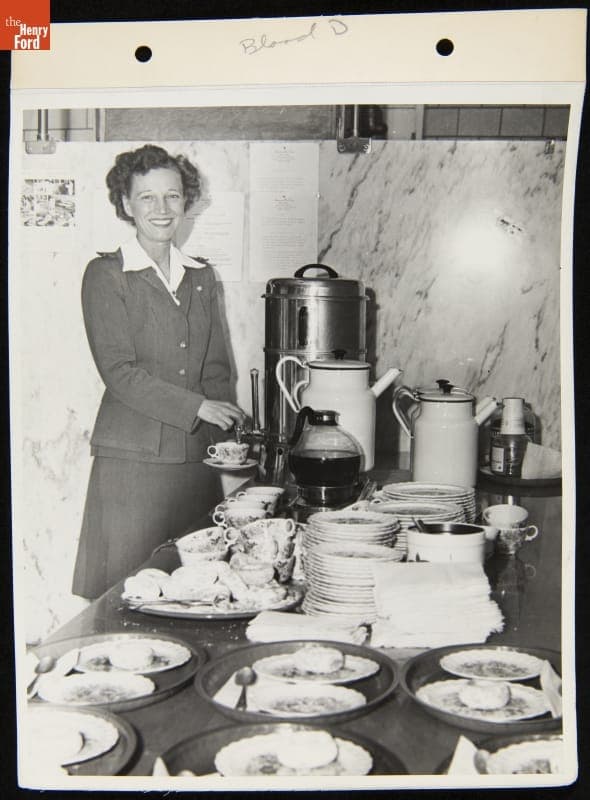 Mrs. Doss at the Red Cross Blood Bank, Ford Rouge Plant, April 1943