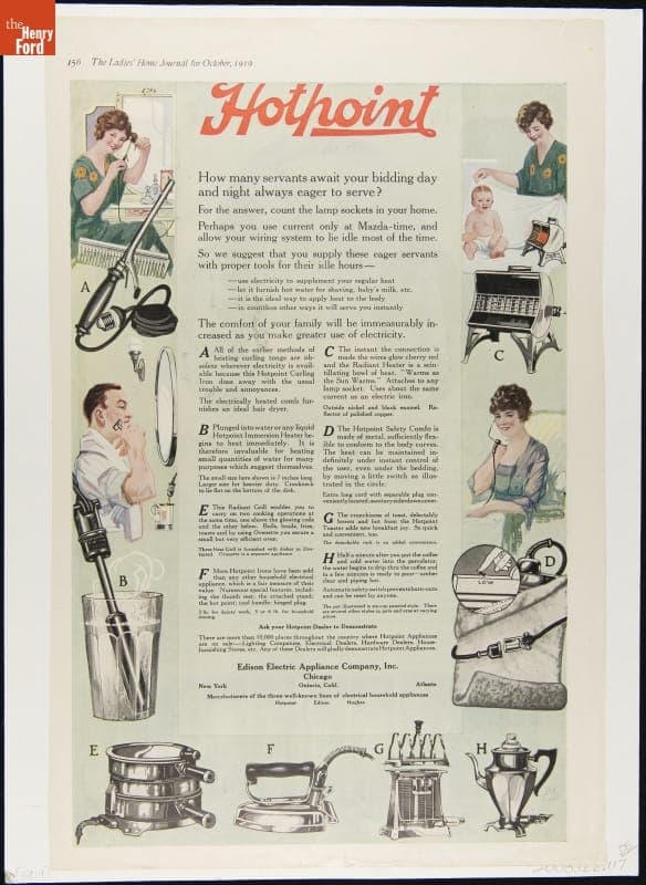 Hotpoint Appliances Advertisement, 1919, "How Many Servants Await your Bidding Day and Night...?"