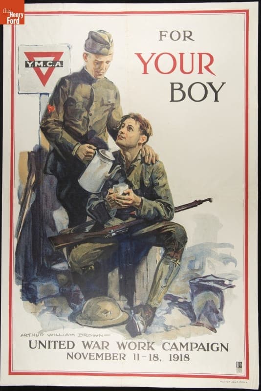 World War I Poster, "For Your Boy," Y.M.C.A. United War Work Campaign, November 11-18, 1918