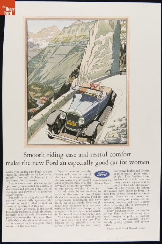 Smooth Riding Ease and Restful Comfort Make the New Ford an Especially Good Car for Women, 1928