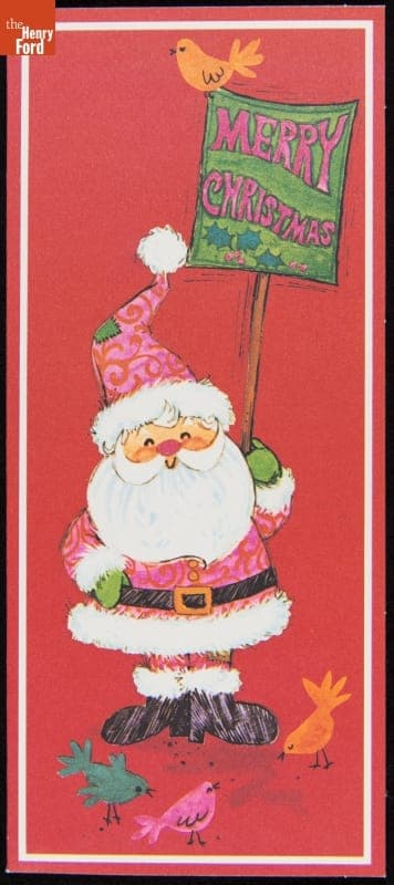 Santa Claus Holding a "Merry Christmas" Sign, December 16, 1969