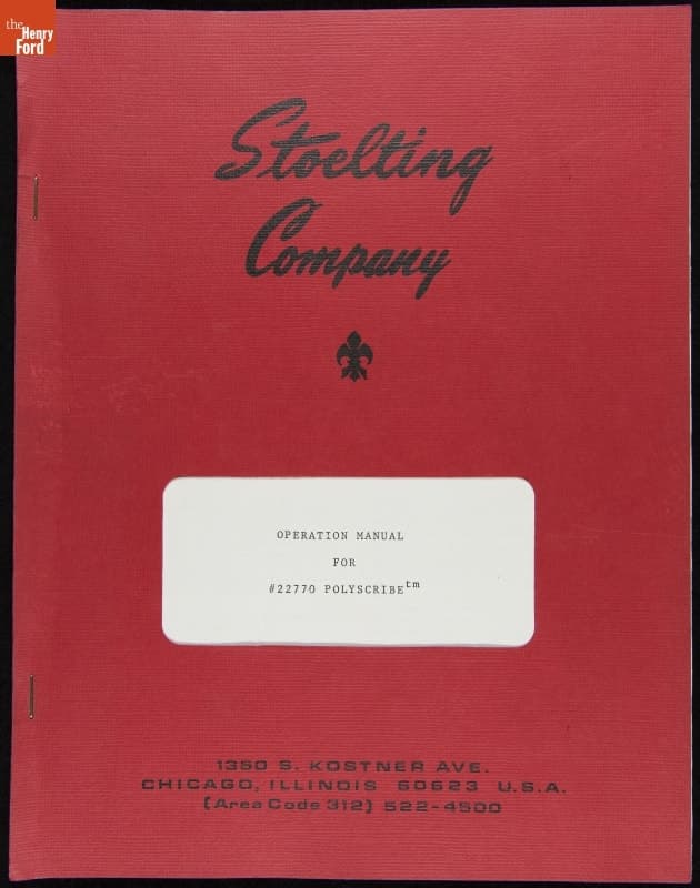 Stoelting Company Operating Manual for the Polyscribe Model 22770, circa 1976