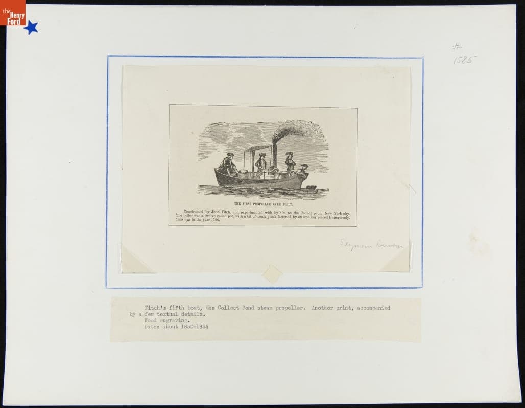 "The First Propeller Ever Built," Wood Engraving, circa 1850