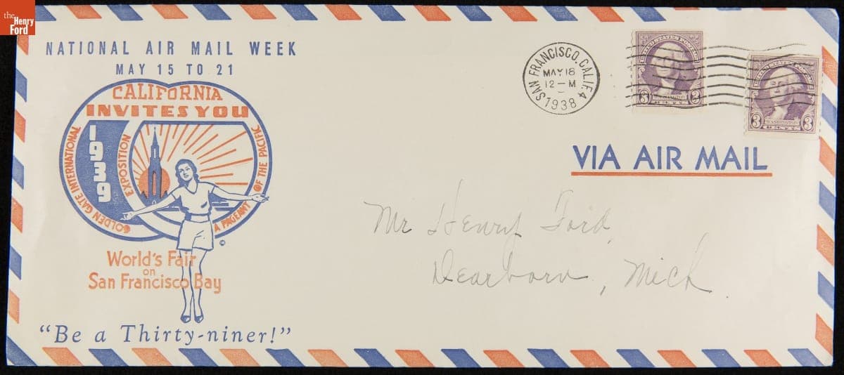 1938 Air Mail Envelope Promoting National Air Mail Week and the Golden Gate International Exposition