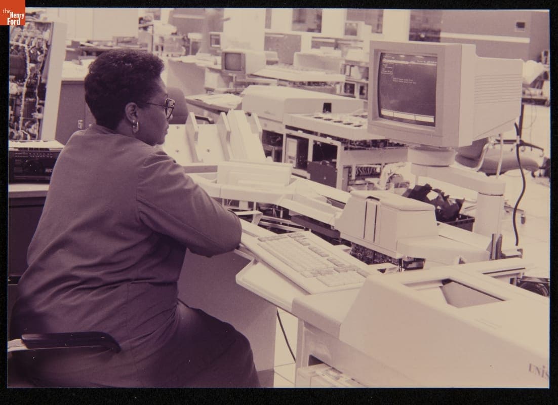 Shirley Perryman at Unisys Computer Workstation, circa 1993