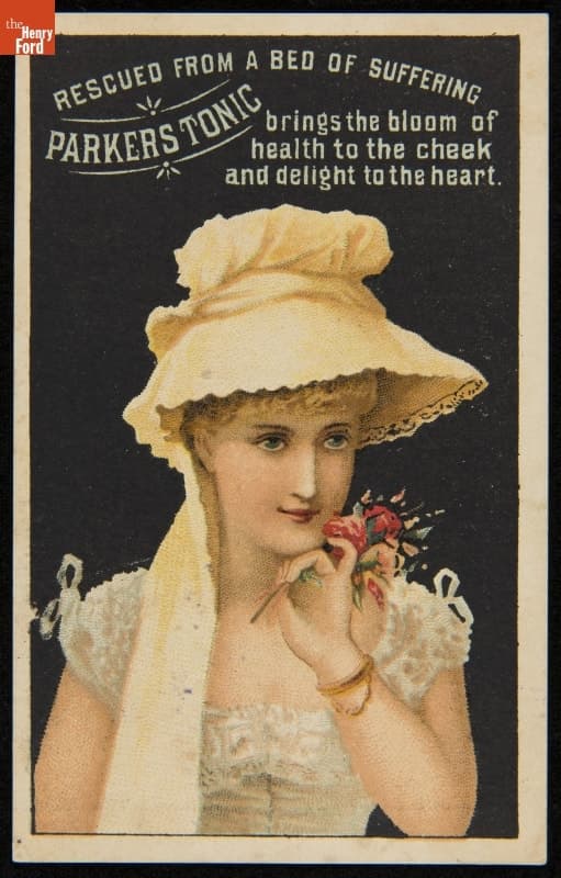 Trade Card for Hiscox & Co., "Parker's Tonic Brings the Bloom of Health," circa 1900