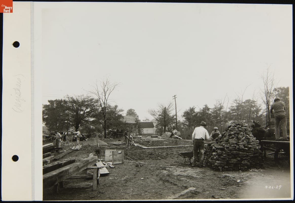 Constructing Logan County Courthouse after Its Relocation to Greenfield Village, September 26, 1929