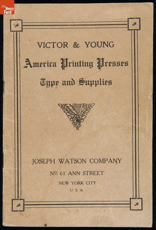 "Victor & Young America Printing Presses, Type and Supplies," circa 1900