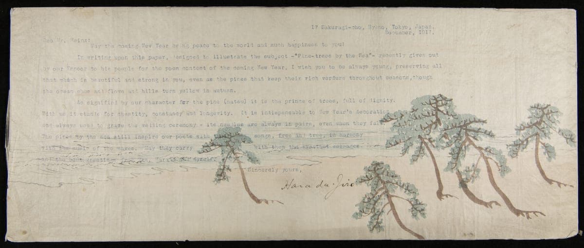 New Year's Day Greetings to H. J. Heinz from Hara da Jiro, Tokyo, Japan, December 1917