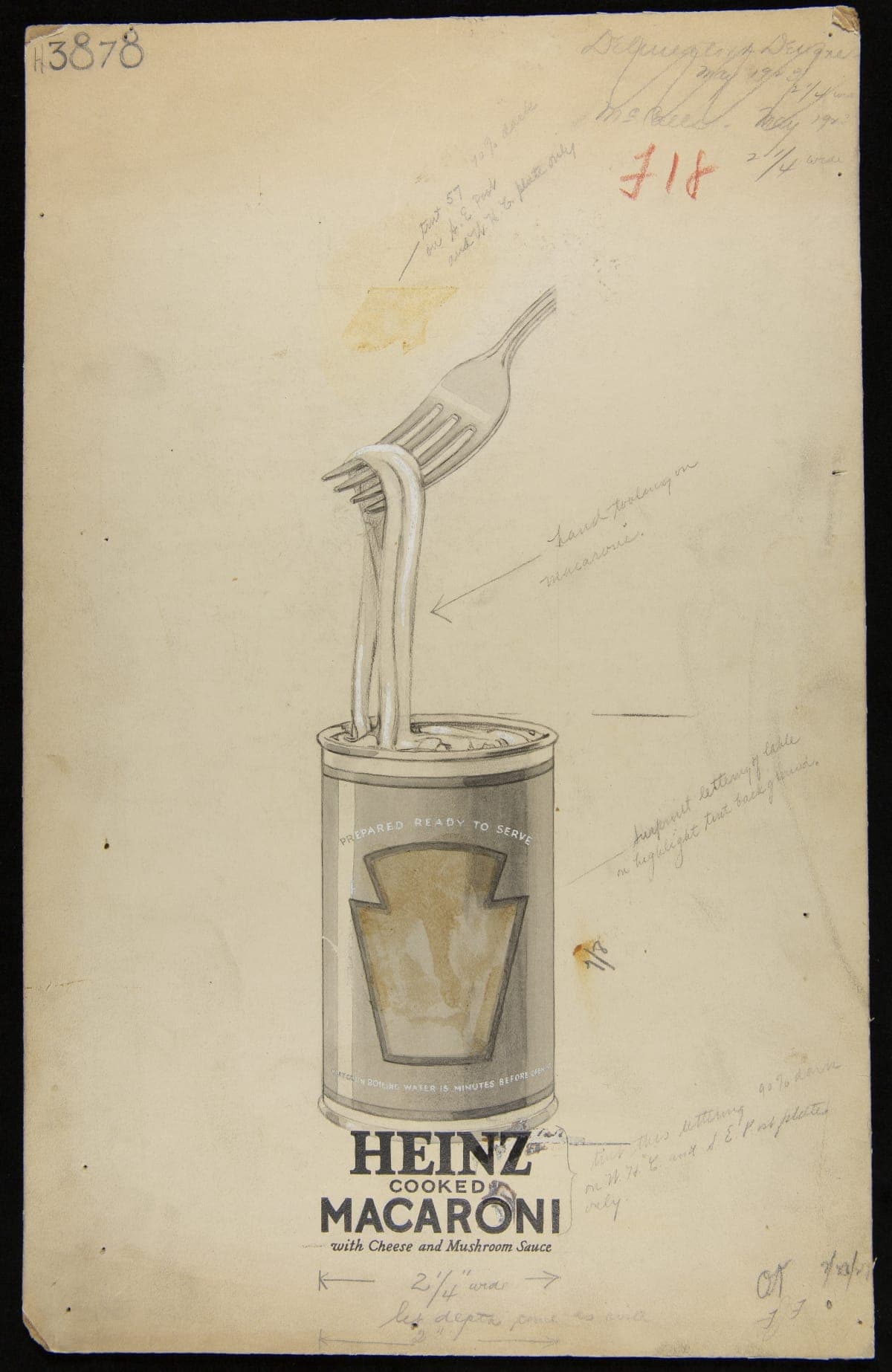 Advertising Layout for Heinz Cooked Macaroni, 1923