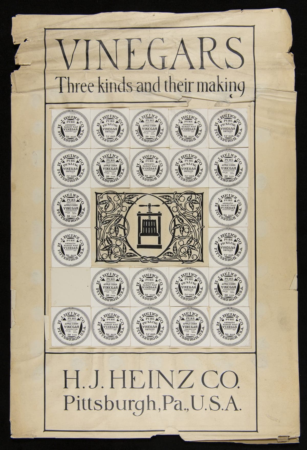 Layout for Heinz Company Publication, "Vinegars: Three Kinds and Their Making," 1915-1925