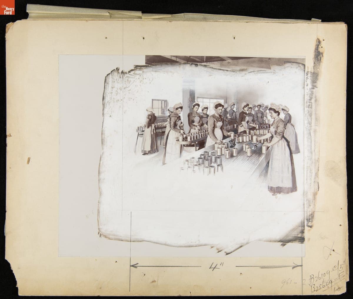 Advertising Layout Photograph Showing Heinz Employees Weighing Cans, circa 1910