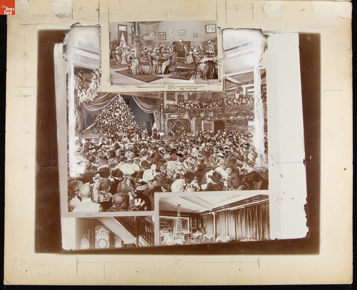 Advertising Layout Photograph Showing the Heinz Employee Auditorium and Recreation Room, October 6, 1909