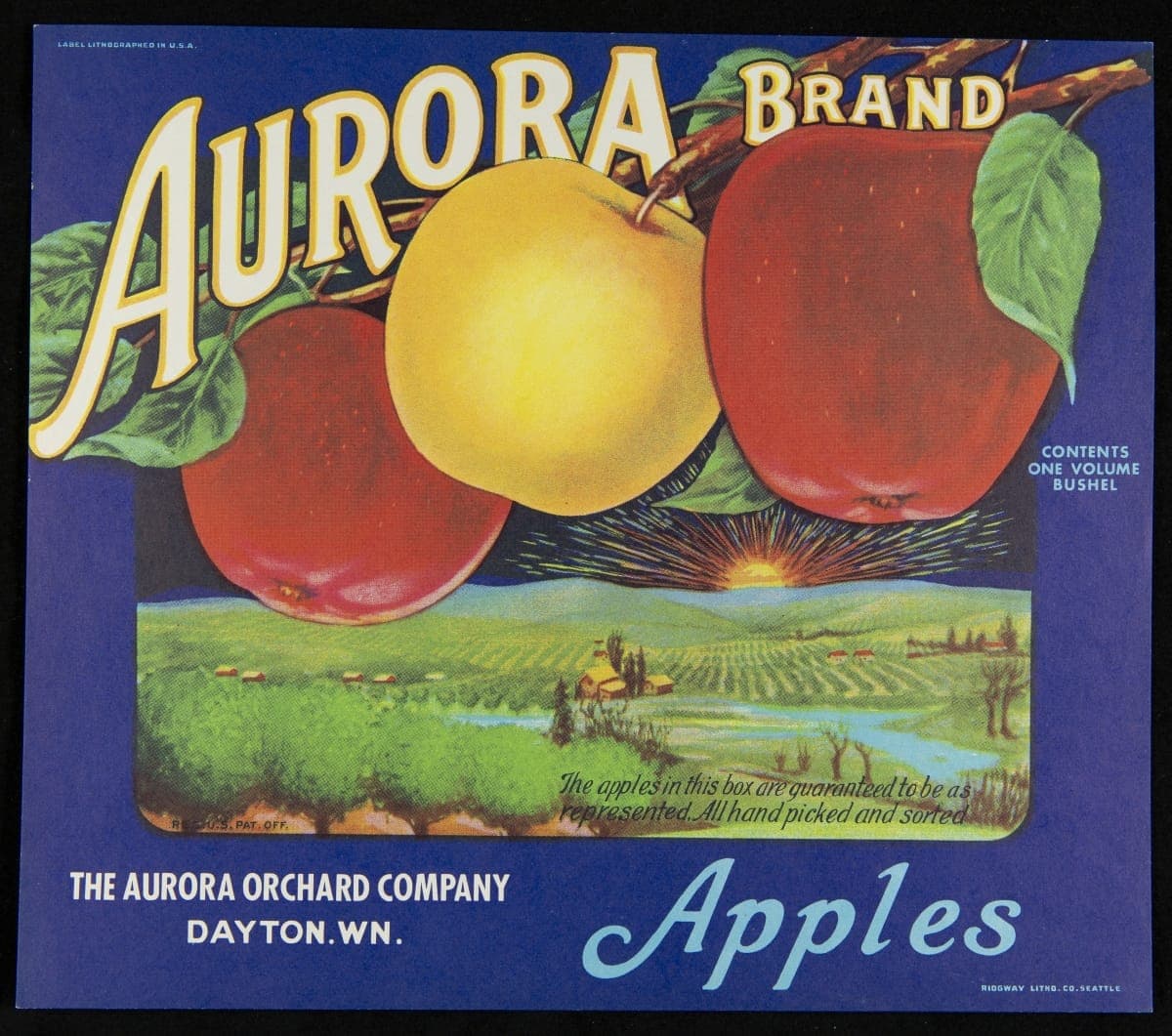 Crate Label, "Aurora Brand Apples," circa 1940