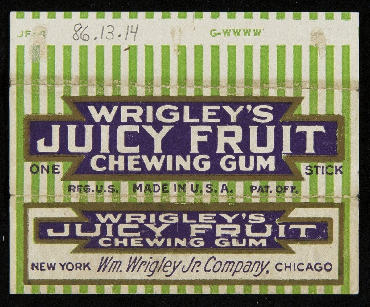 Wrapper, "Wrigley's Juicy Fruit Chewing Gum," 1914-1945