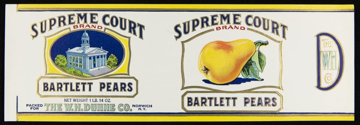 Can Label, "Supreme Court Brand Bartlett Pears," circa 1920