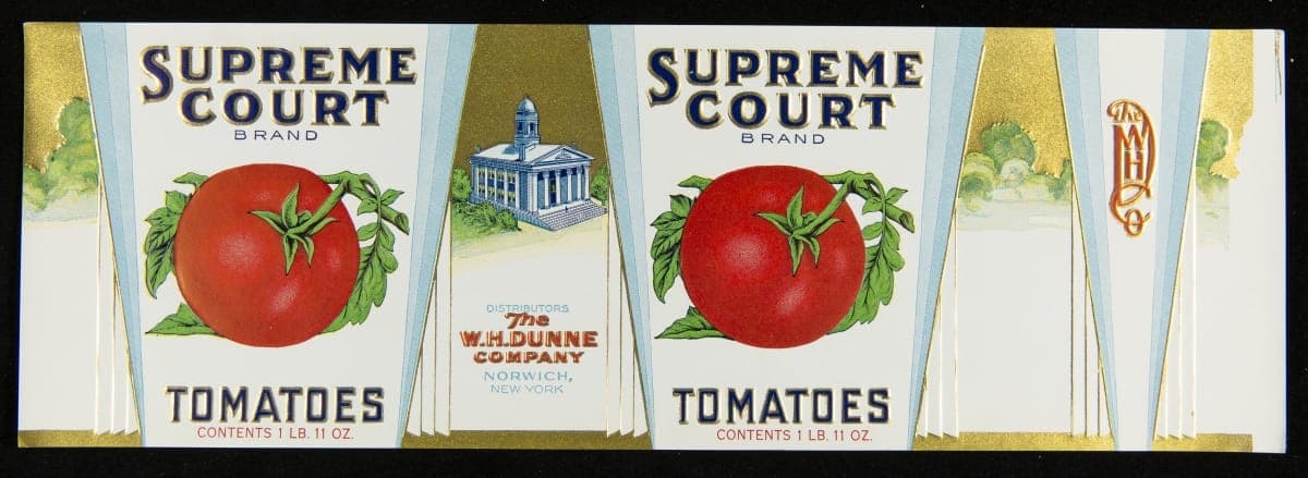 Can Label, "Supreme Court Brand Tomatoes," 1910-1920