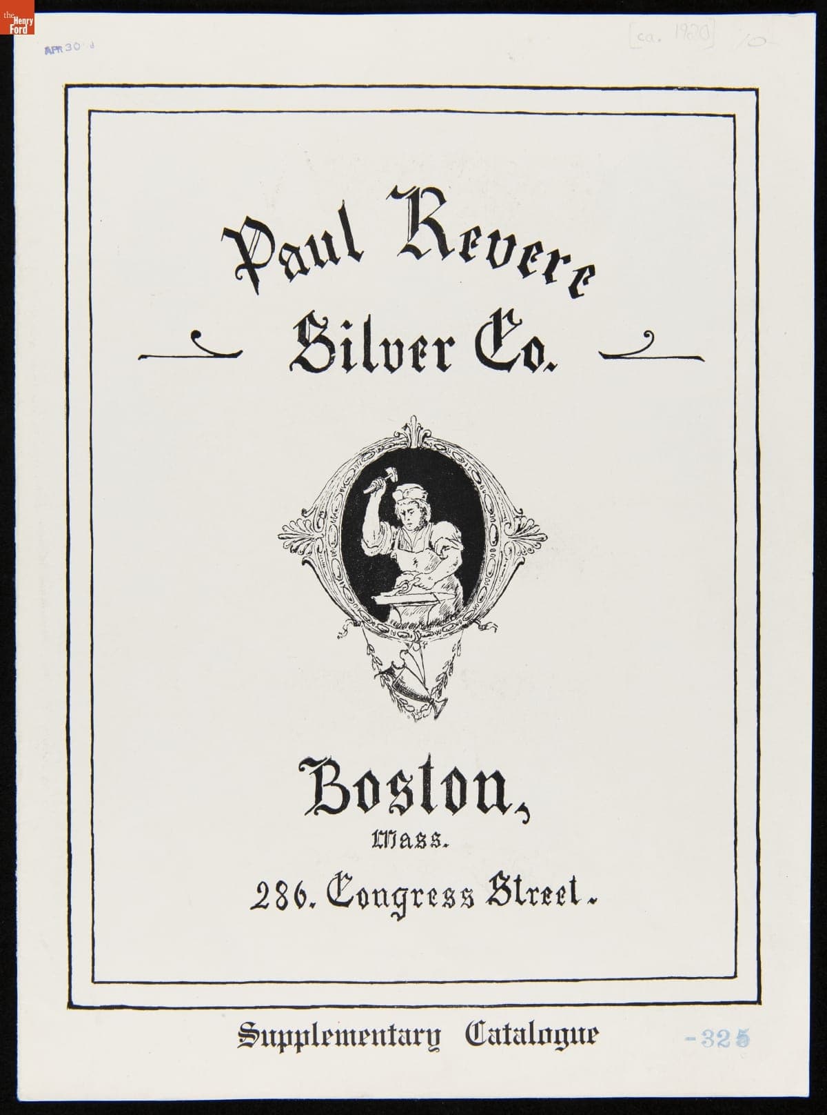 Catalog for the Paul Revere Silver Company, circa 1920