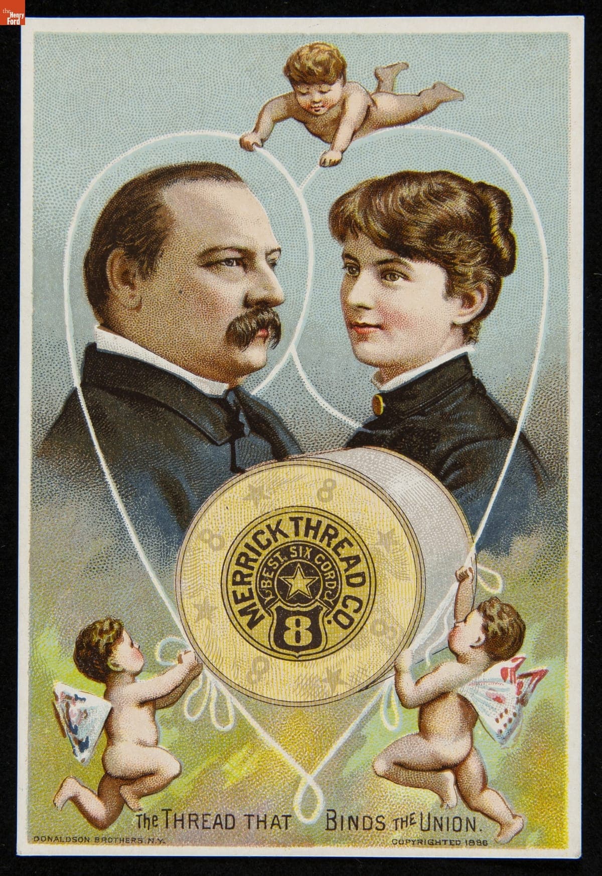 Trade Card for Six Cord Soft Finish Spool Cotton, Merrick Thread Co., 1886