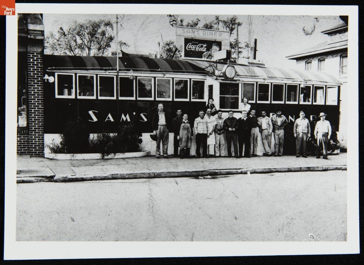 Group Standing in Front of Sam's Diner, Hammonton, New Jersey, circa 1935