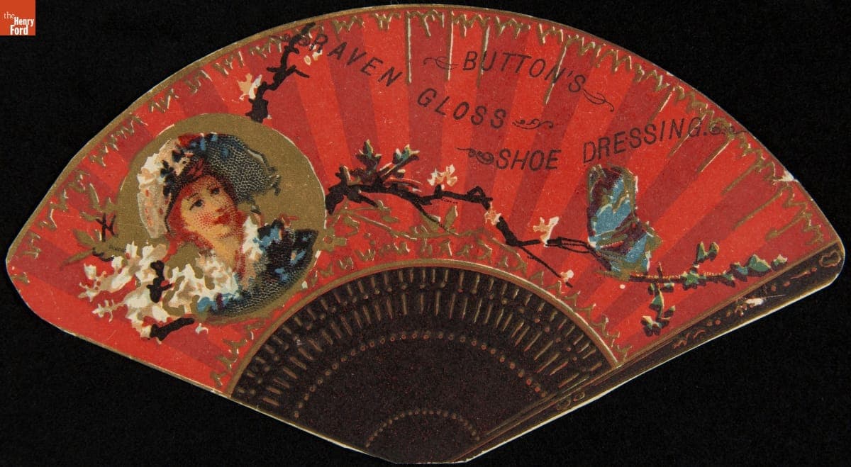 Button's Raven Gloss Shoe Dressing Trade Card, 1880-1890