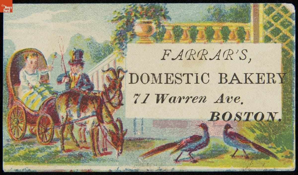 Trade Card for Farrar's Domestic Bakery, 1880-1900
