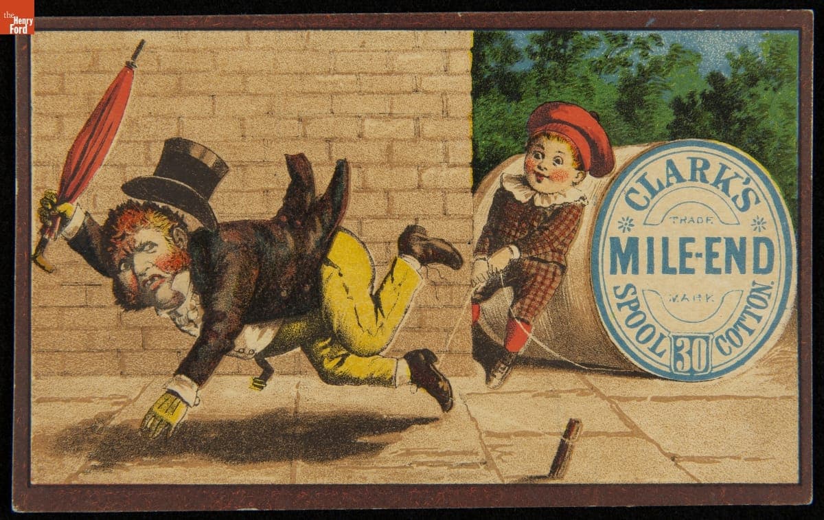 Trade Card for Clark's Mile-End Spool Cotton, Clark's O.N.T., 1880-1890