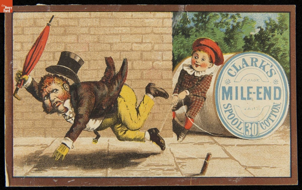 Trade Card for Clark's Mile-End Spool Cotton, Clark's O.N.T., 1880-1890