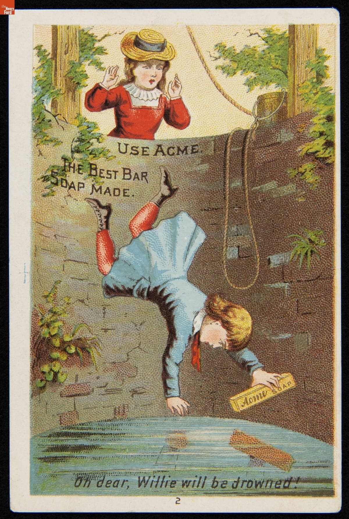 Trade Card for Lautz Bros. & Company's Acme Towel Soap, "Oh dear, Willie will be drowned!," circa 1885