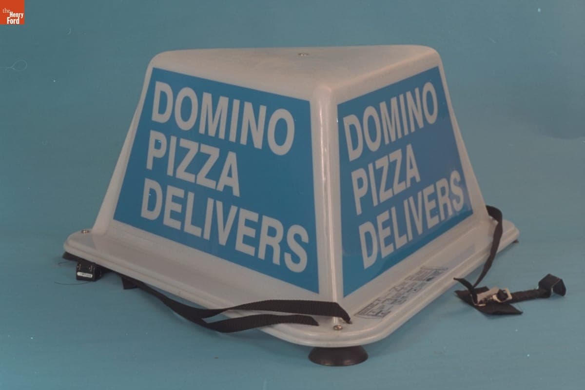 Domino's Pizza Delivery Car Sign, circa 1985