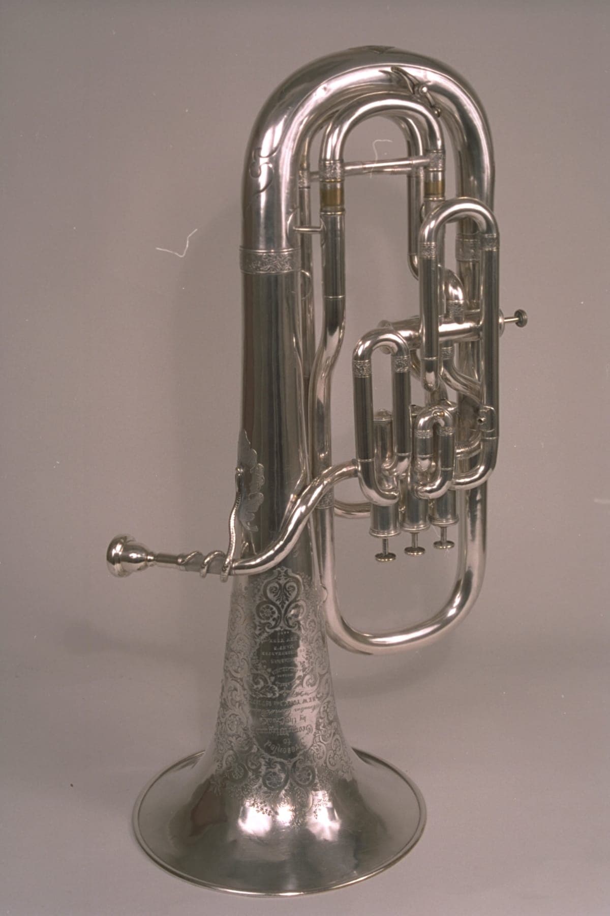 Baritone Horn, Presented to George Wiegand by the Crook's Amateur Cornet Band, 1877