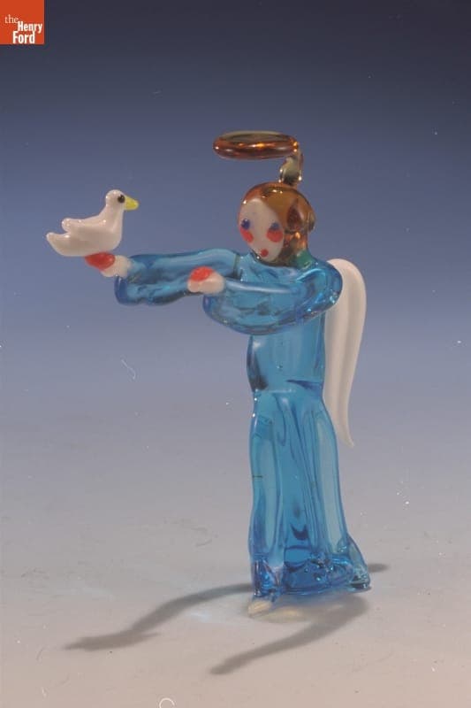 Miniature Glass Figure, Angel with Birds, 1955-1985