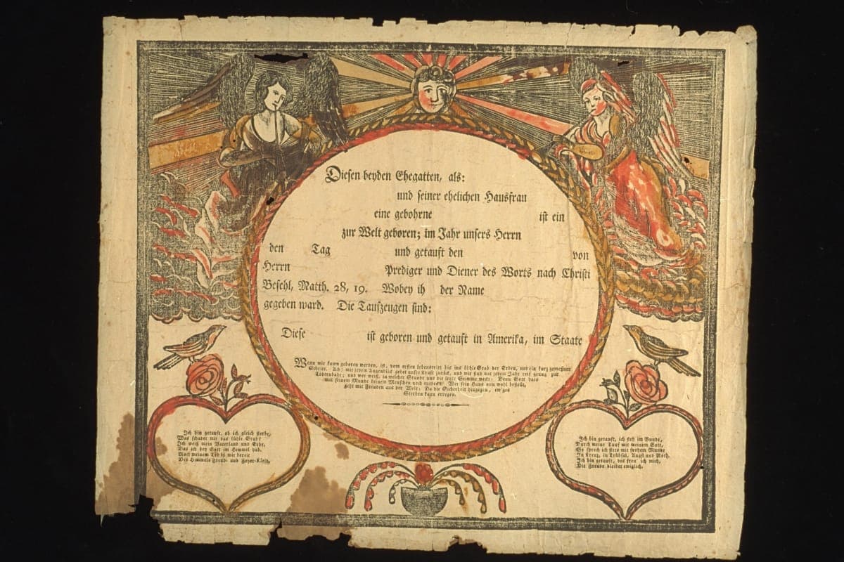 Birth and Baptismal Certificate, circa 1810