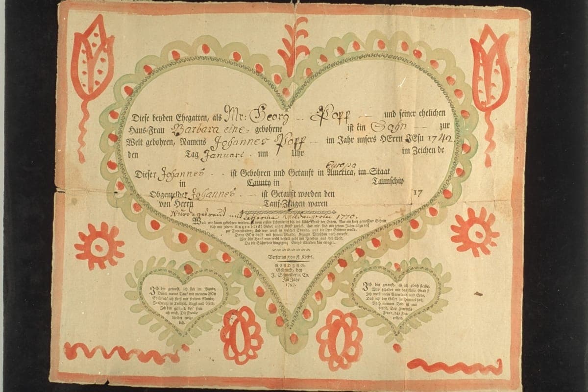 Birth and Baptismal Certificate for Johannes Popp, 1797