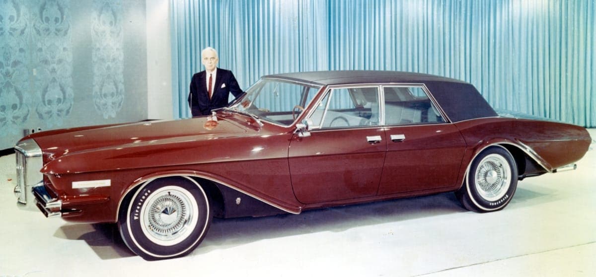 Virgil Exner with 1966 Duesenberg Sedan