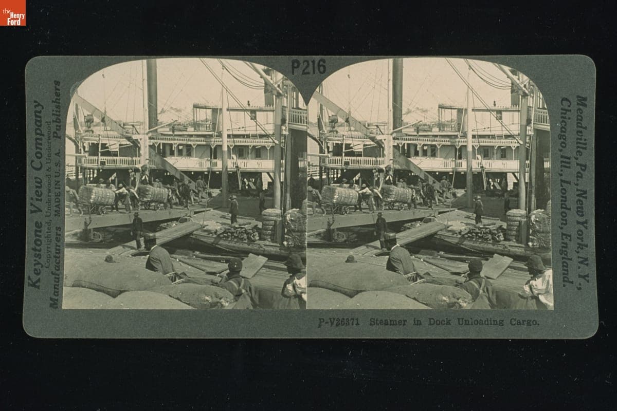 Steamer in Dock Unloading Cargo, circa 1920