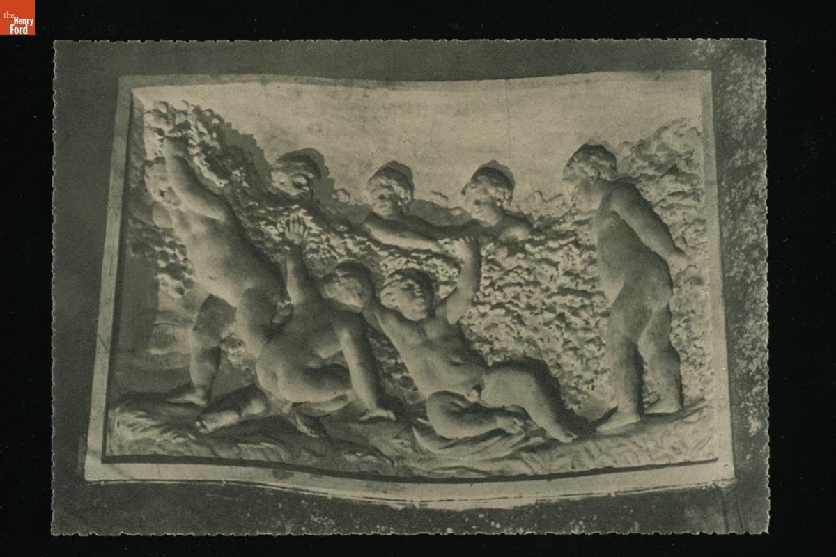 "Jeunes Maradeurs" Bas-relief Carved in the Rock at Champagne Pommery & Greno near Rheims, France, circa 1925
