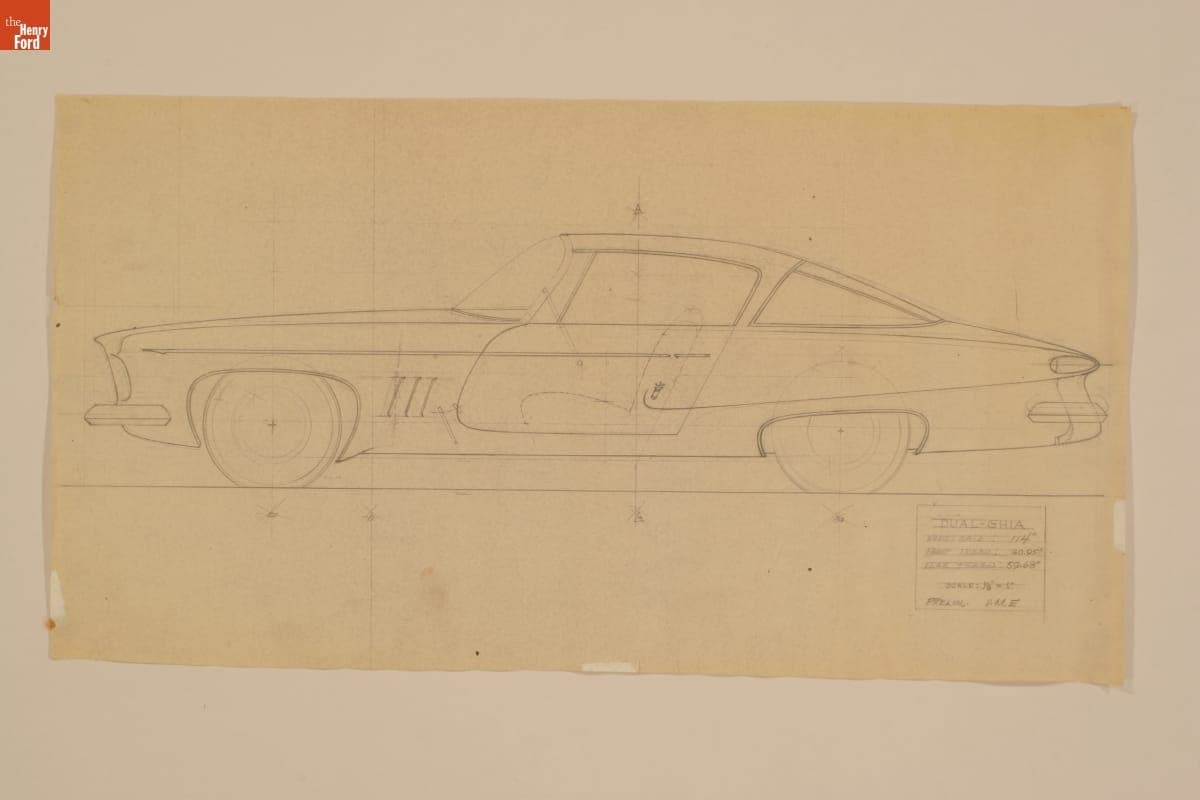 Design Sketch, Dual-Ghia, circa 1956