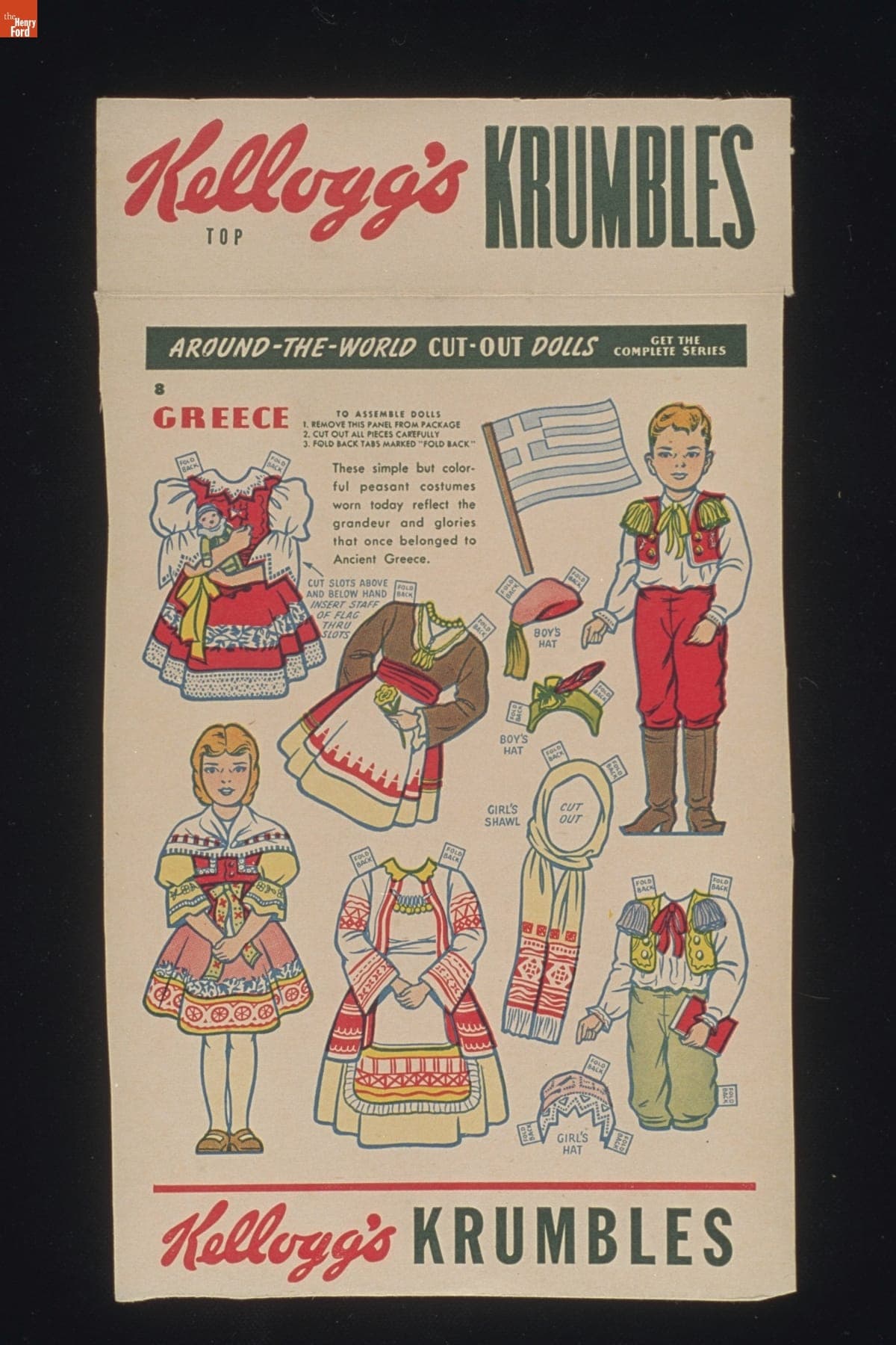 Kellogg's Krumbles Around-the-World Cut-Out Dolls, Greece, 1946-1949
