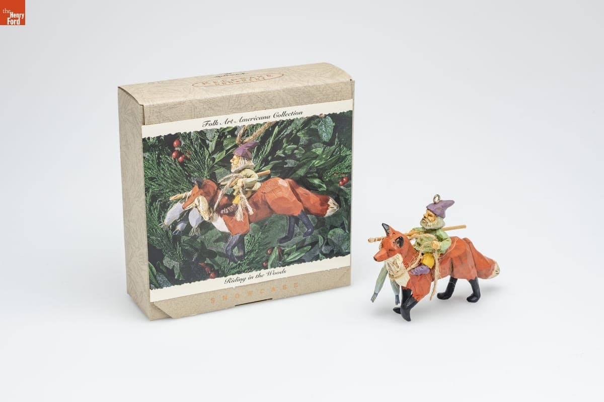 Hallmark "Folk Art Americana Collection: Riding in the Woods" Christmas Ornament, 1993