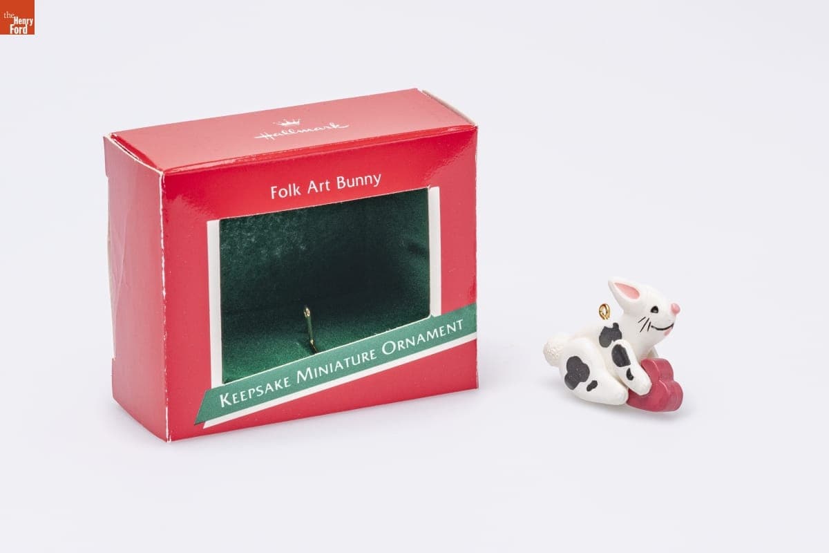 Hallmark "Folk Art Bunny" Miniature Christmas Ornament, 1989