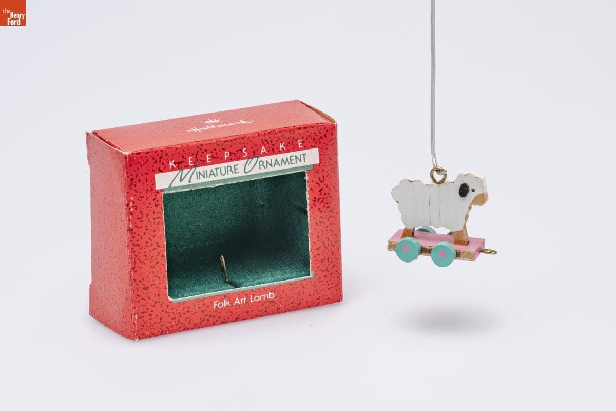 Hallmark "Folk Art Lamb" Miniature Christmas Ornament, 1988