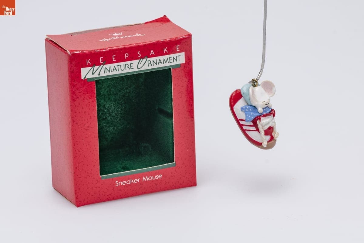 Hallmark "Sneaker Mouse" Miniature Christmas Ornament, 1988
