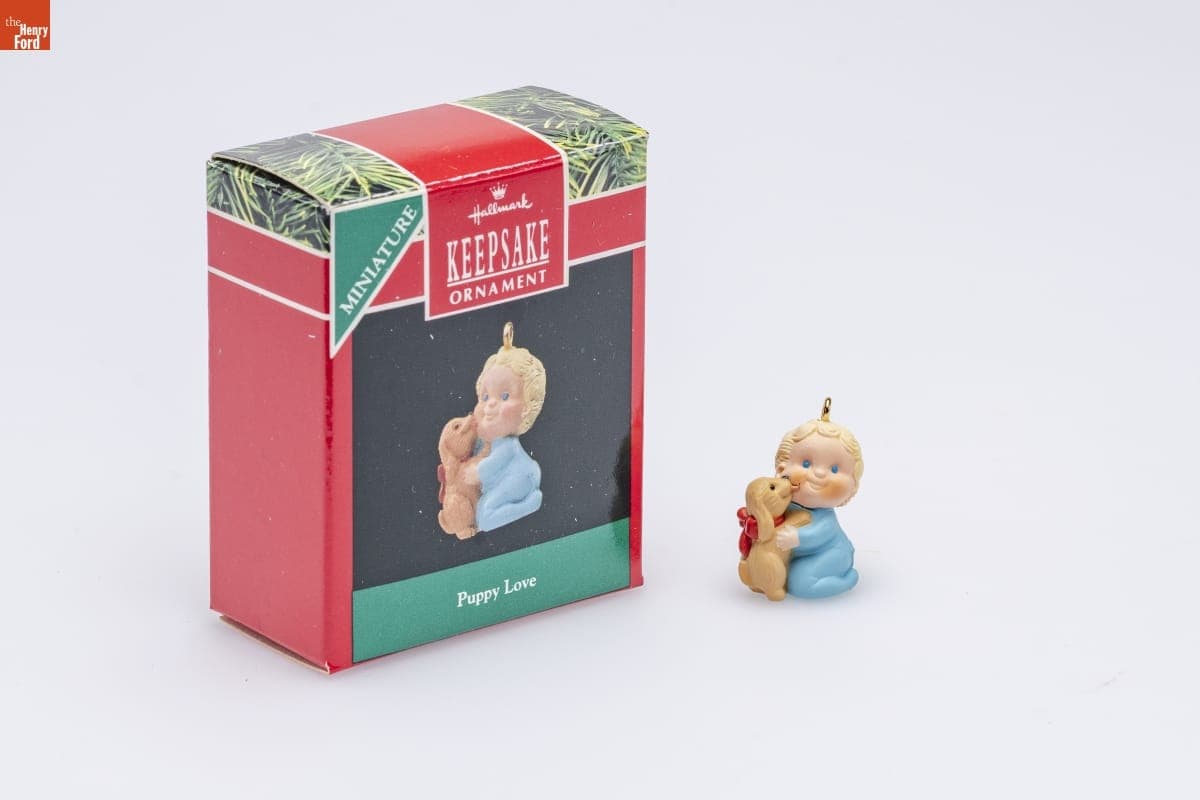 Hallmark "Puppy Love" Miniature Christmas Ornament, 1990