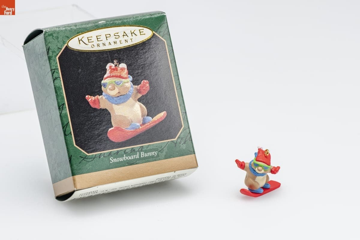Hallmark "Snowboard Bunny" Miniature Christmas Ornament, 1997