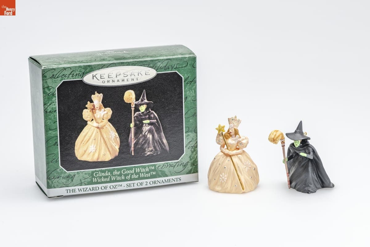 Hallmark "The Wizard of Oz: Glinda, the Good Witch and the Wicked Witch of the West" Miniature Christmas Ornaments, 1998