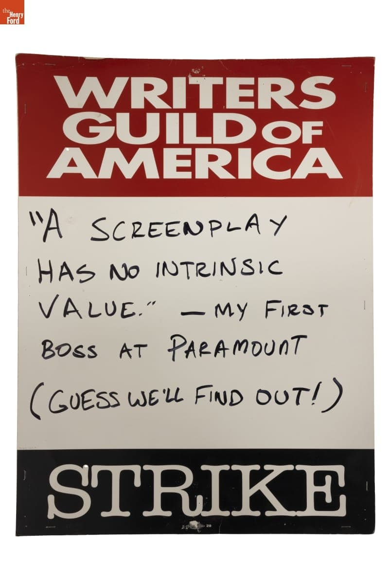 "Writers Guild of America On Strike" Sign, 2023