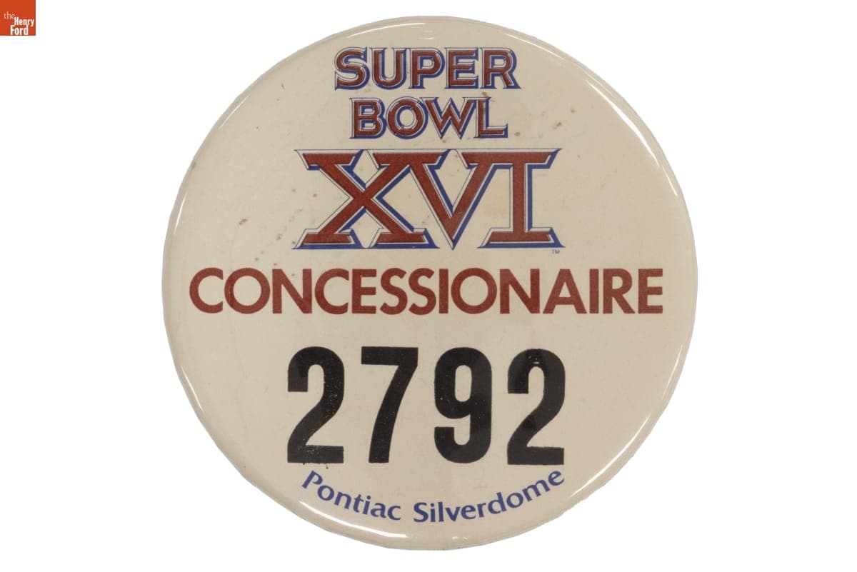 "Super Bowl XVI Concessionaire" Button, Used by Joseph Wright, 1982