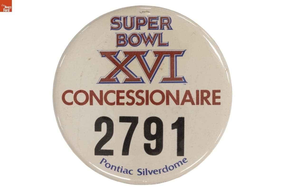 "Super Bowl XVI Concessionaire" Button, Used by Joseph Wright, 1982