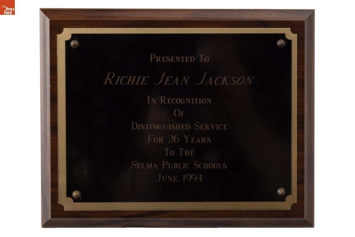 Selma Pubilc Schools Service Award Presented to Richie Jean Jackson, Selma, Alabama